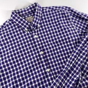 J Crew Men's Blue White Gingham Button Down Shirt Long Sleeve Size Medium preppy